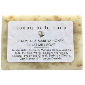 Oatmeal & Honey Goat Milk Soap, Manuka Honey Soap, Moisturizing Bar, Gentle Exfoliation, Itchy Skin, Dry Skin Soap Bar, Soothing Soap, Dry Skin Remedy, Soothing Bath, Oatmeal Soap (1 Pack)